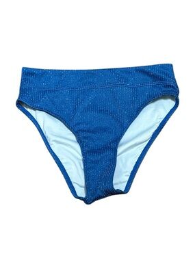 Cupshe Blue Sparkle‎ High-Waist Bikini Bottom, Size S, NWOT